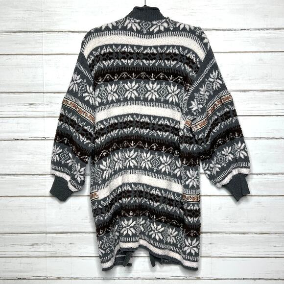 POL Knit Cardigan Sweater Green Size Small Snowflake Chenille Boho - Picture 2 of 9